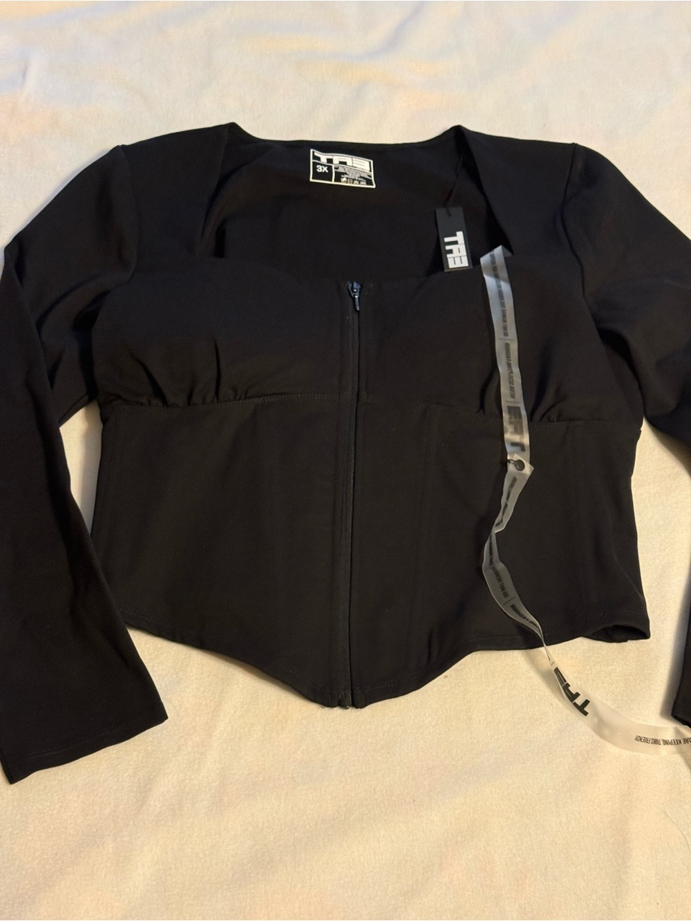 New TA3 Mega Sculpting Square Neck Long Sleeve Top in black. 3X - Picture 2 of 12